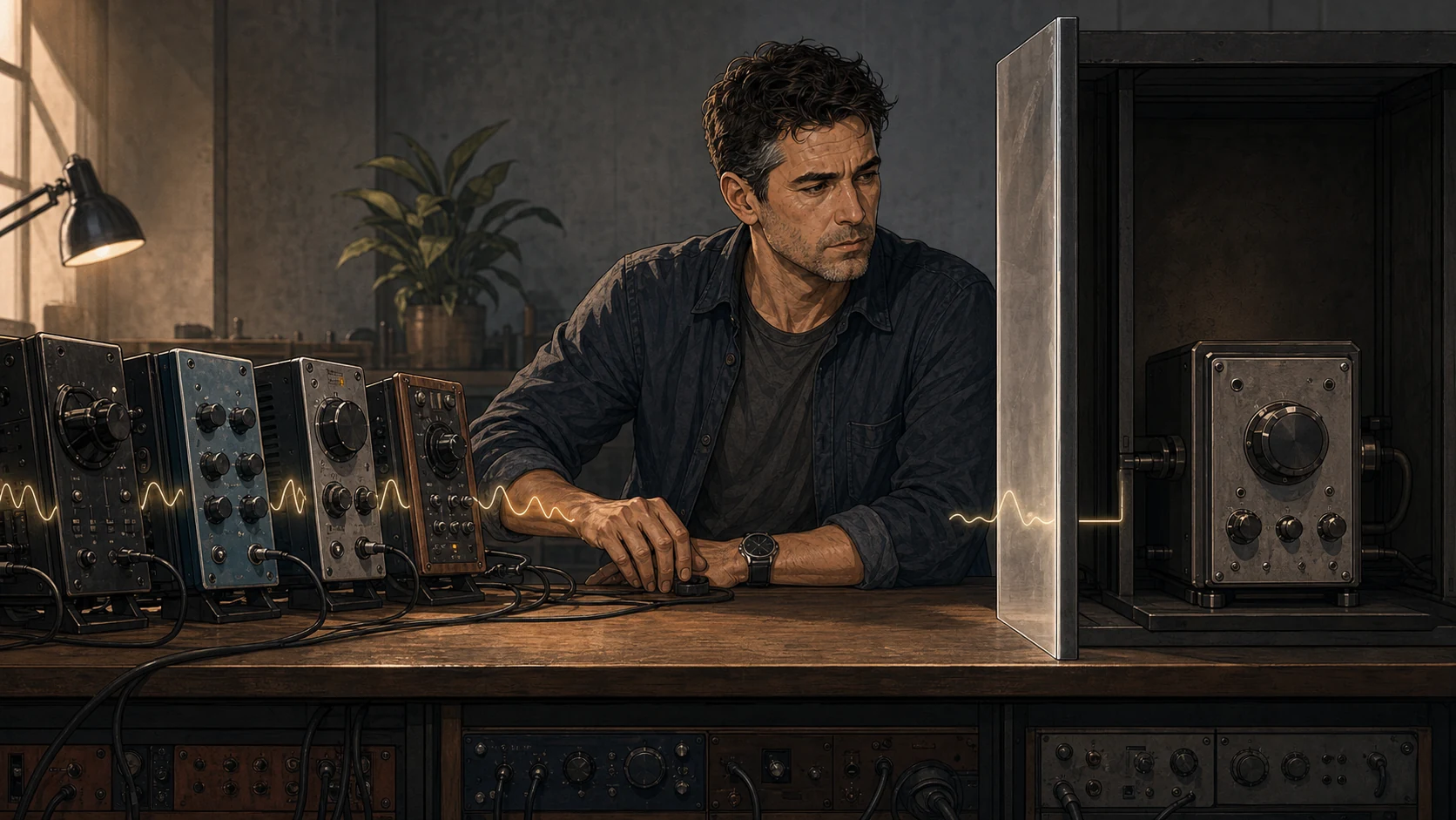 Nate Mercer compares a long open processor chain with a custom effect isolated behind a closed boundary.