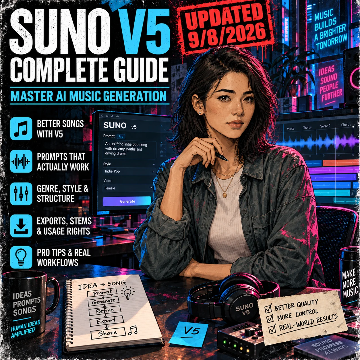Suno v5.5 Complete Guide: Prompts, Voices, Stems & Studio